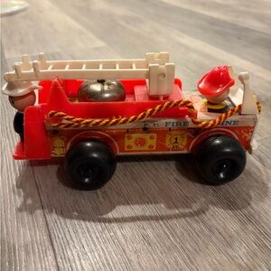 Fisher-Price Red and White Toy Fire Engine with Bell and Ladder
